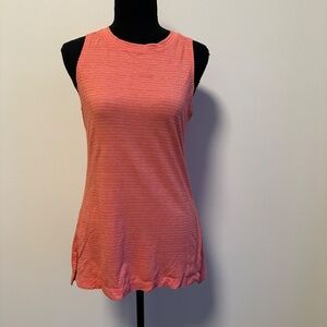 *ATHLETIC* Orange x White Striped Sleeveless Activewear Top Size Small (4-6)